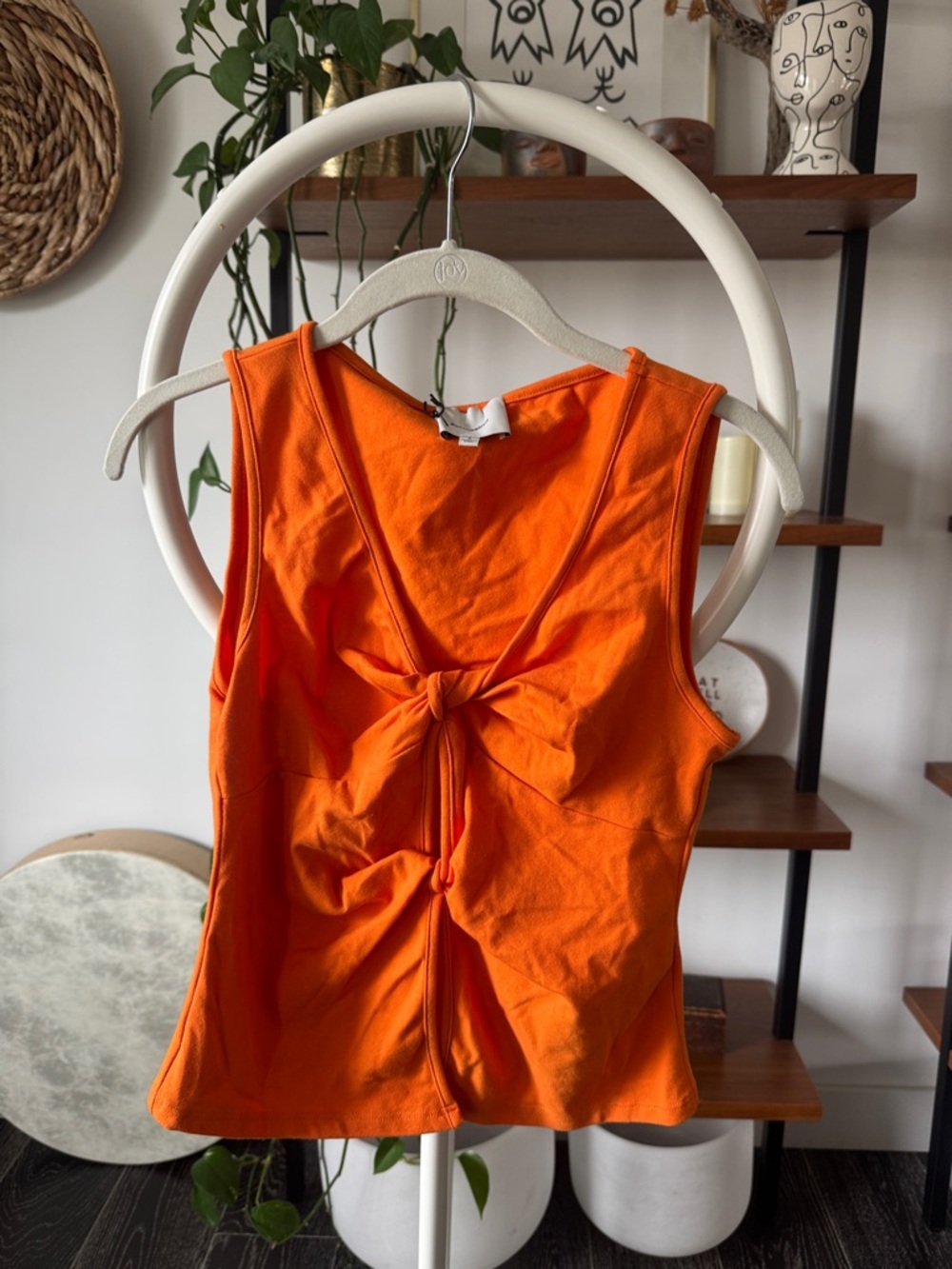 Reformation Orange Knot-Front Tank Top